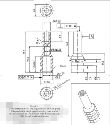 Bộ phận gia công máy tiện CNC điện di, đai ốc đinh tán lục giác 6x31,6mm